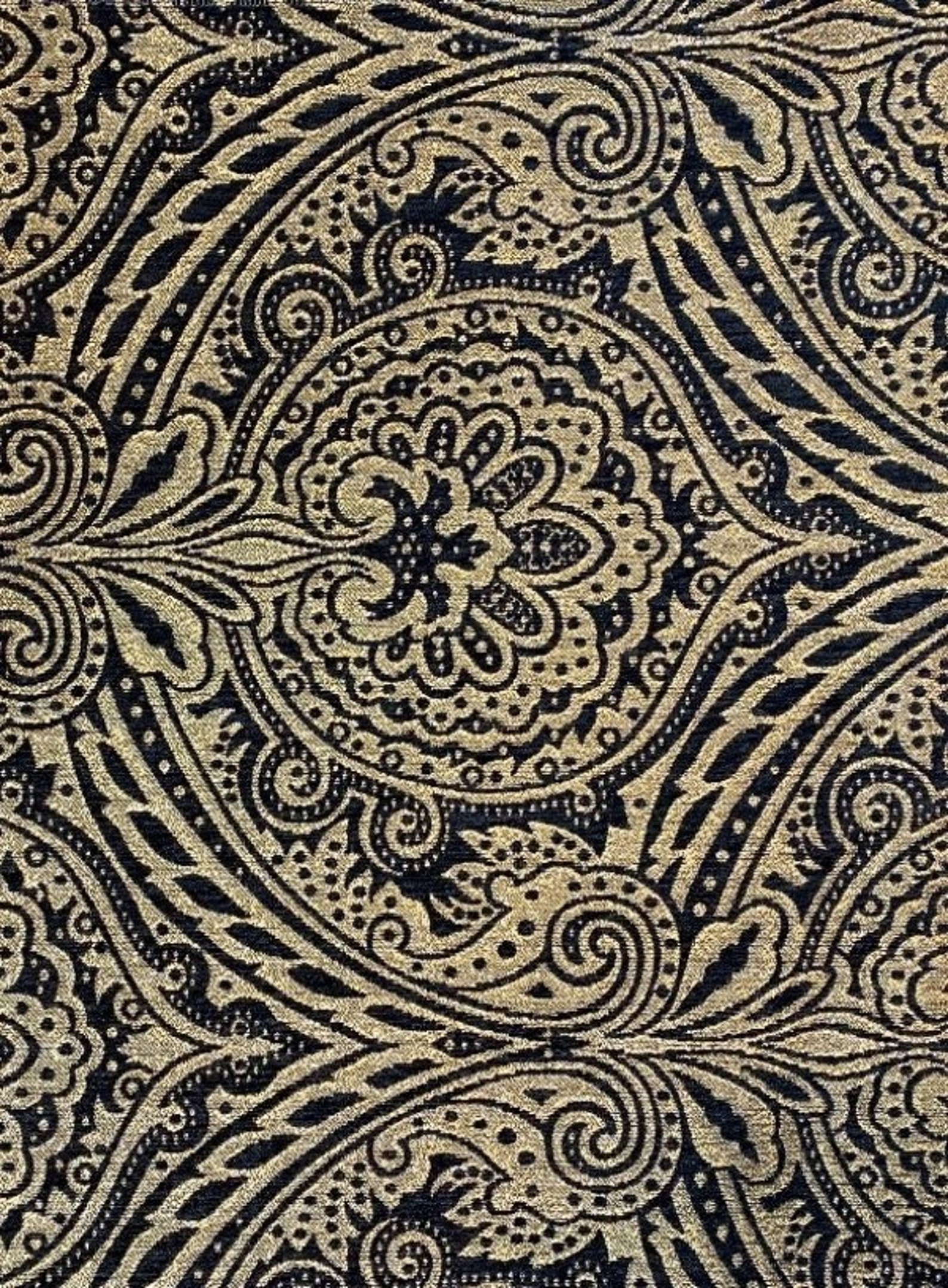 Medellin Black Damask Chenille Upholstery Fabric Sofa Drapery Etsy