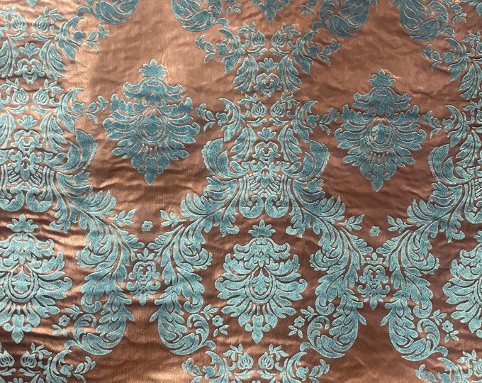 Damask taffeta velvet flocked Tiffany on brown home decor apparel curtains by the yard