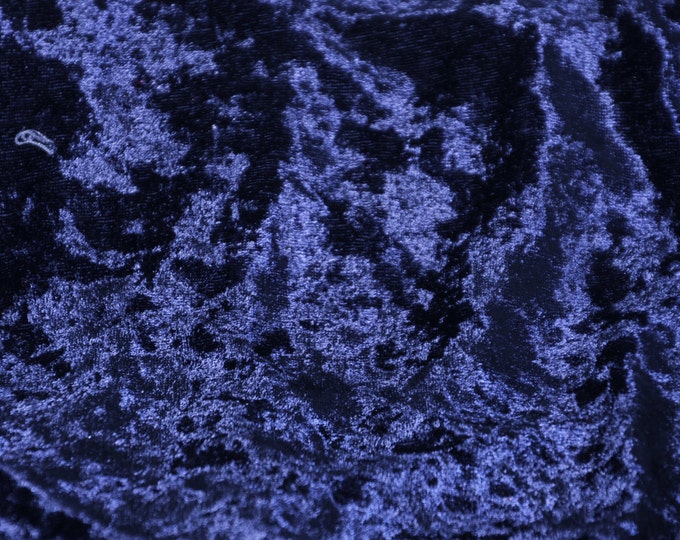 Navy Velvet Panne Crushed Velour Stretch Fabric 60 Wide By yard