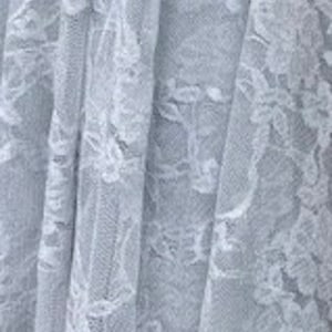 Silver Vintage Stretch Floral Lace fabric 4 way  By The Yard