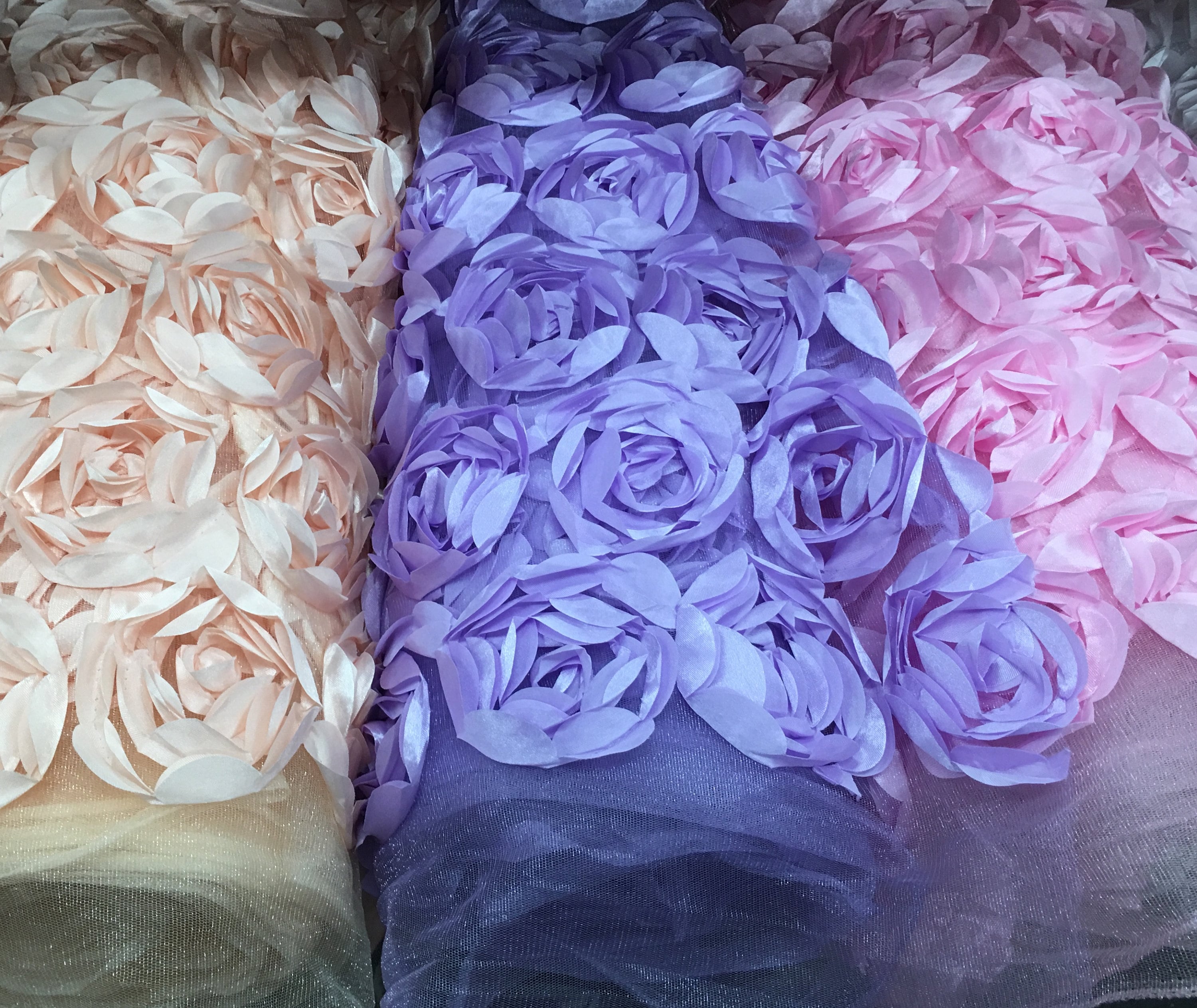 Satin Bridal Petal Rosette on Mesh Floral Fabric 52 Wide Etsy