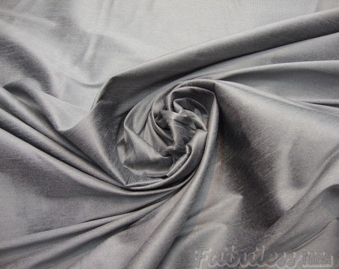 Steel Gray Shantung Dupioni Faux Silk two tone fabric BY THE YARD 54" wide