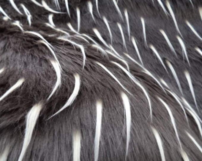 58"  Wide Faux fur Black/ White 2 Tone spike Upholstery Fabric by the yard