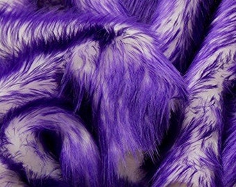 Faux Fur fake White With purple Frosted tips fabric 60" Wide sold by the yard