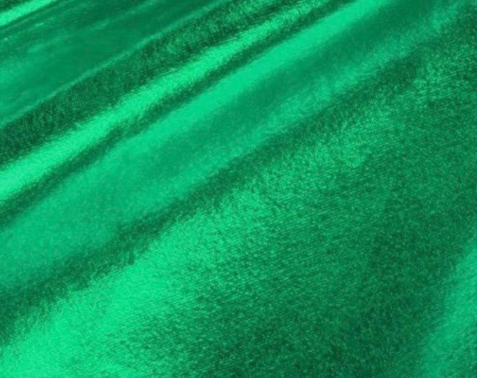 Kelly green Metallic Foil 4Way Stretch Spandex fabric BY THE YARD swimwear dancewear costume 60" Wide