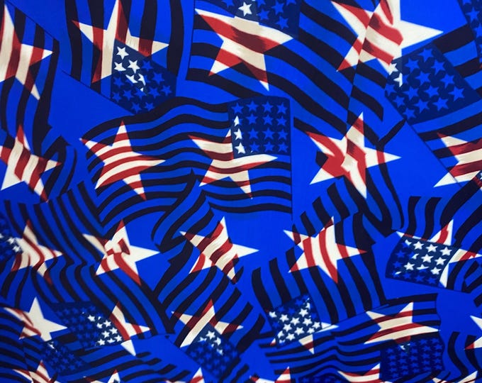 Blue USA flag 4-Way Stretch Fabric by the yard 60 " Wide