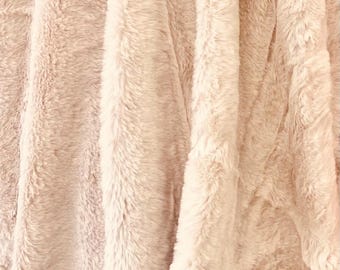 Taupe plush thick minky bunny fabric / 58" Wide / Sold by the Yard