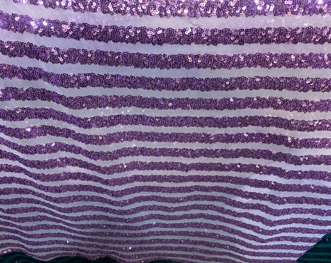 Lavender Sequin stripe , 4-way Stretch, Fabric 54" Sold By the Yard