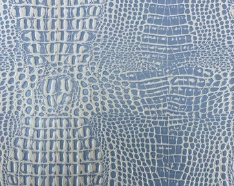faux leather Ice blue Marine Gator Fabric - Sold By The Yard - 54"