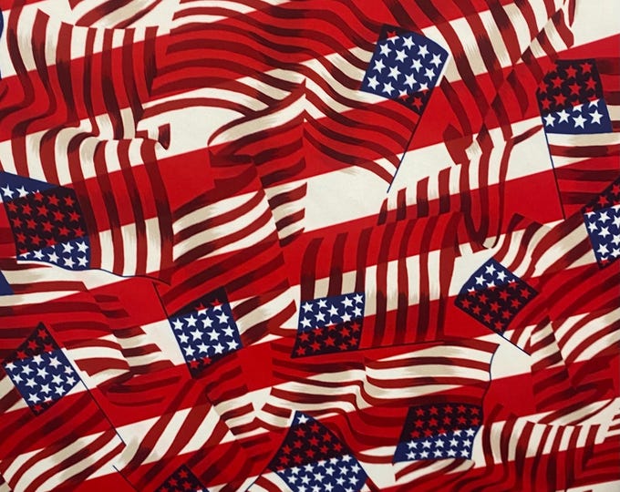 Red USA flag 4-Way Stretch Fabric by the yard 60 " Wide