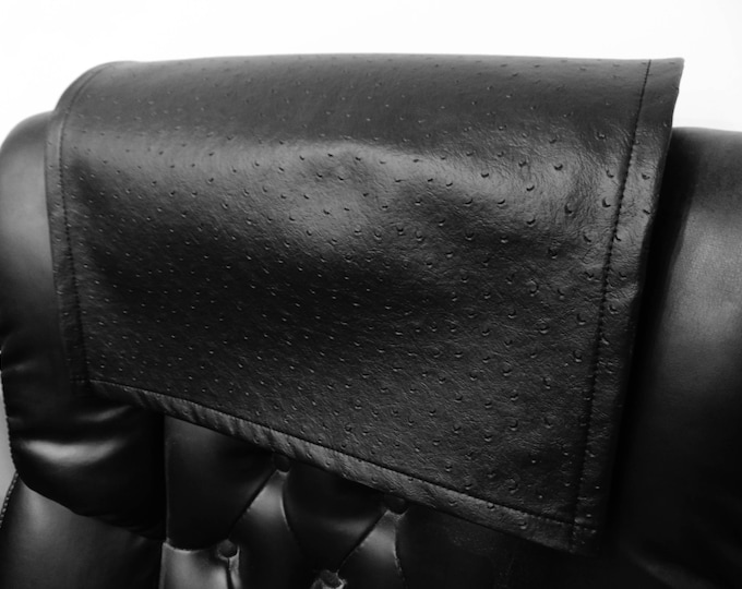 Vinyl Ostrich Black 14x30 Sofa Loveseat Chaise Theater Seat, RV Cover, Chair Caps Headrest Pad, Recliner Head Cover, Furniture Protector