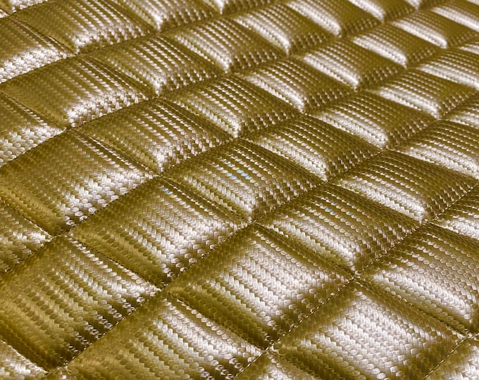 Gold Carbon fiber Faux leather Quilted headliner fabric Foam Backing Upholstery 52" Wide