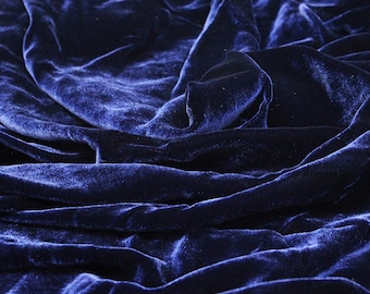 Silk Velvet navy Drapery Apparel Fabric By the Yard 45" Wide
