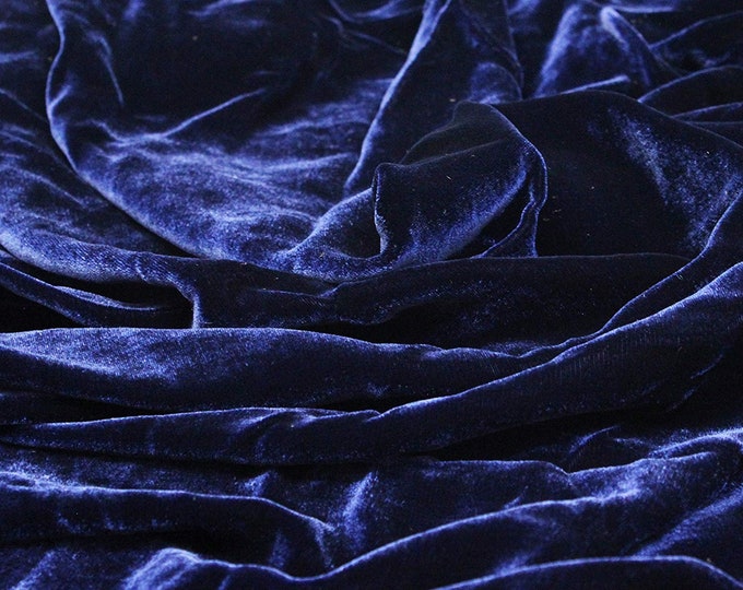 Silk Velvet navy Drapery Apparel Fabric By the Yard 45" Wide