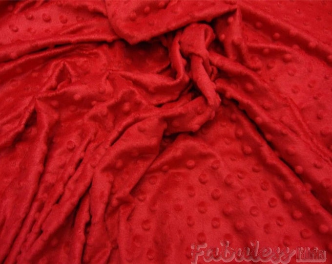 Red Minky Dot soft fabric 60” wide polyester