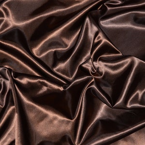 Charmeuse Dark Brown Satin polyester fabric 60&quot; wide by the yard
