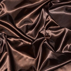 Charmeuse Dark Brown Satin polyester fabric 60" wide by the yard