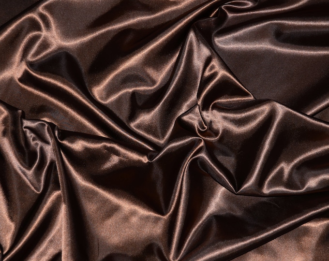 Charmeuse Dark Brown Satin polyester fabric 60" wide by the yard