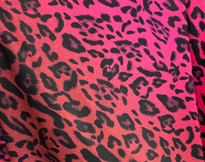 Fuchsia leopard  nylon spandex iridescent foil 4way 58/60"