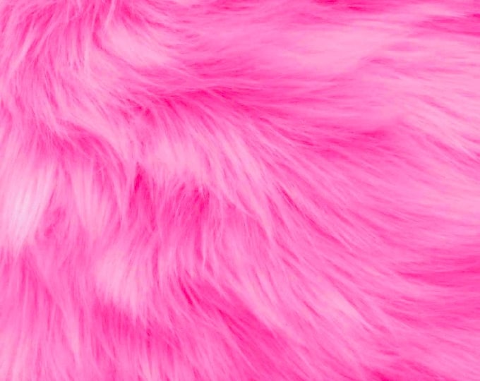 Candy Pink Fur faux fake shaggy fabric by the yard 60" wide