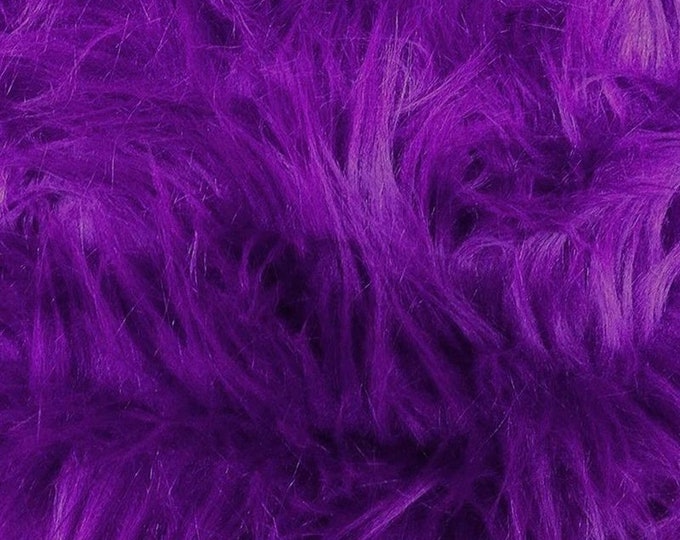 Purple  shaggy faux fur upholstery fabric  yard 60" wide
