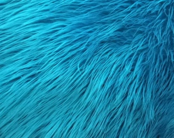 Turquoise Mongolian Faux Fur Fabric - Plush Upholstery & Crafts