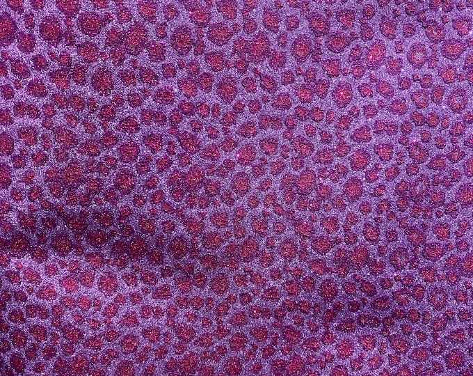 Leopard glitter Fuchsia sparkle craft Upholstery Faux vinyl by the yard 48” wide