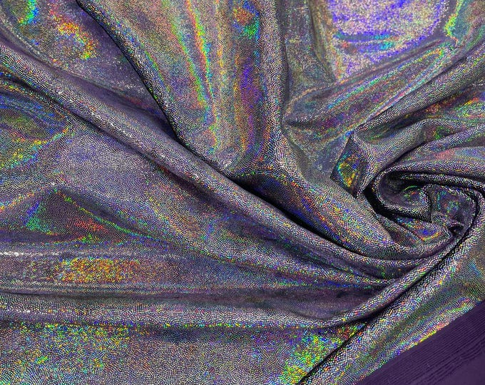 Purple iridescent foggy foil on 4 way stretch velvet fabric sold by the yard