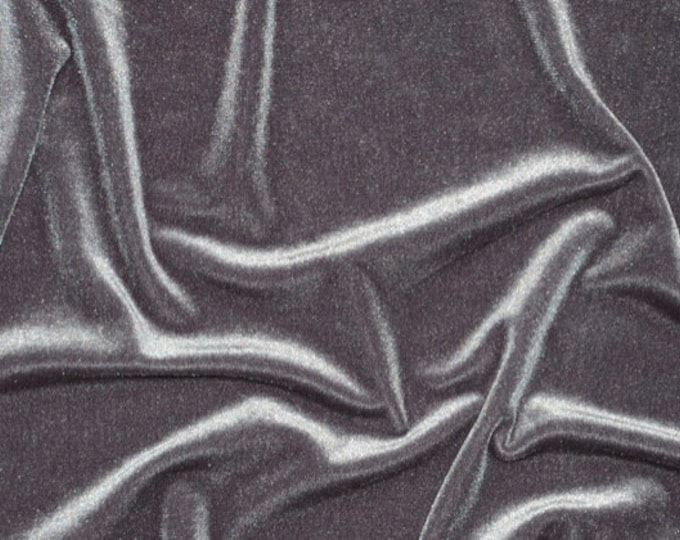 Dark Silver Stretch Velvet Fabric By The Yard | 58’’ wide