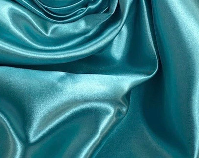 Aqua Bridal heavy shiny Satin Fabric none stretch by the Yard  60" Wide