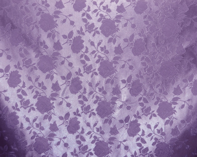 Lavender Jacquard fabric Satin Floral 58" wide per yard