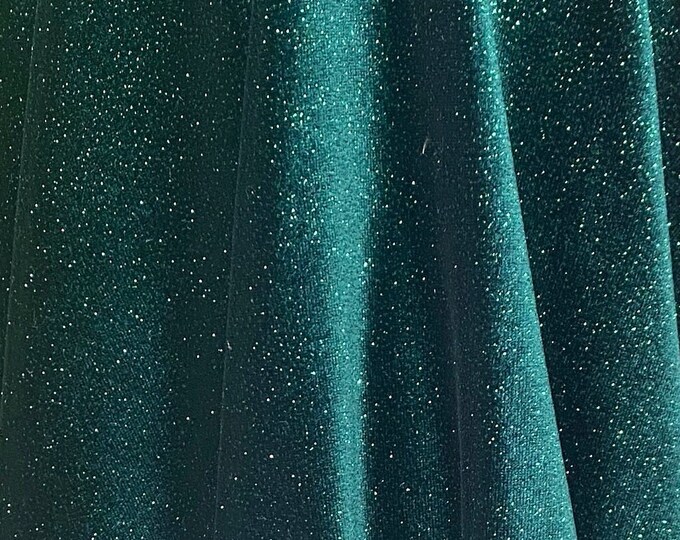 Glitter Green Stretch Velvet Fabric By The Yard | 58’’ wide