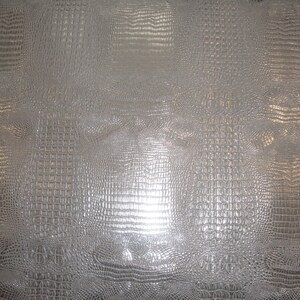 Vinyl faux fake Leather, Alligator Glossy 2 tone SILVER on SILVER Metallic upholstery fabric sold BTY 54&quot; Wide