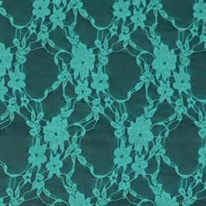Jade Vintage Stretch Floral Lace fabric 4 way  By The Yard