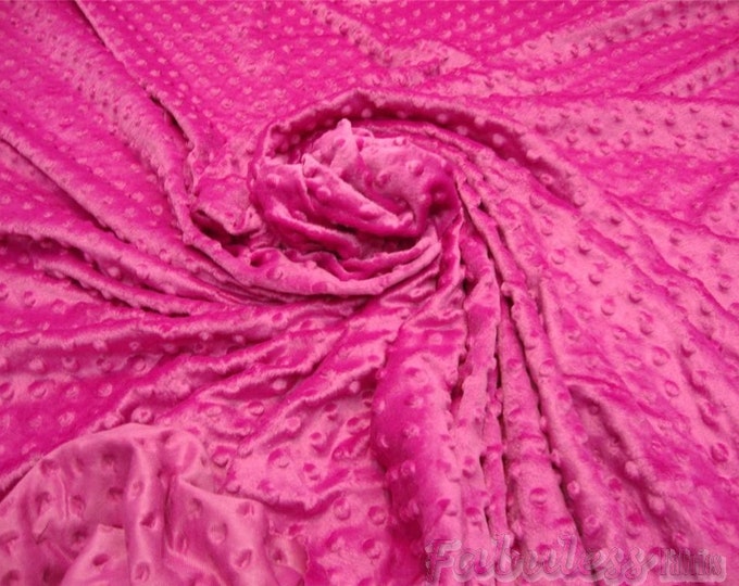 Minky dimple dot fuchsia soft fabric BY THE YARD 60 " Wide