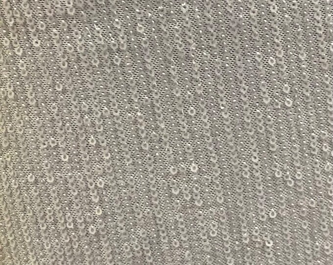 Ivory Pleated Glitz Sequin Mesh Fabric By The Yard