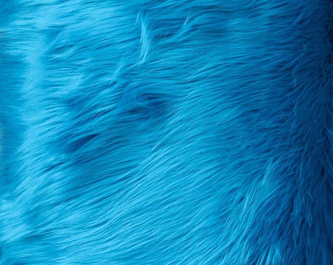 Faux fur, Turquoise shaggy fabric per yard 60 inches wide