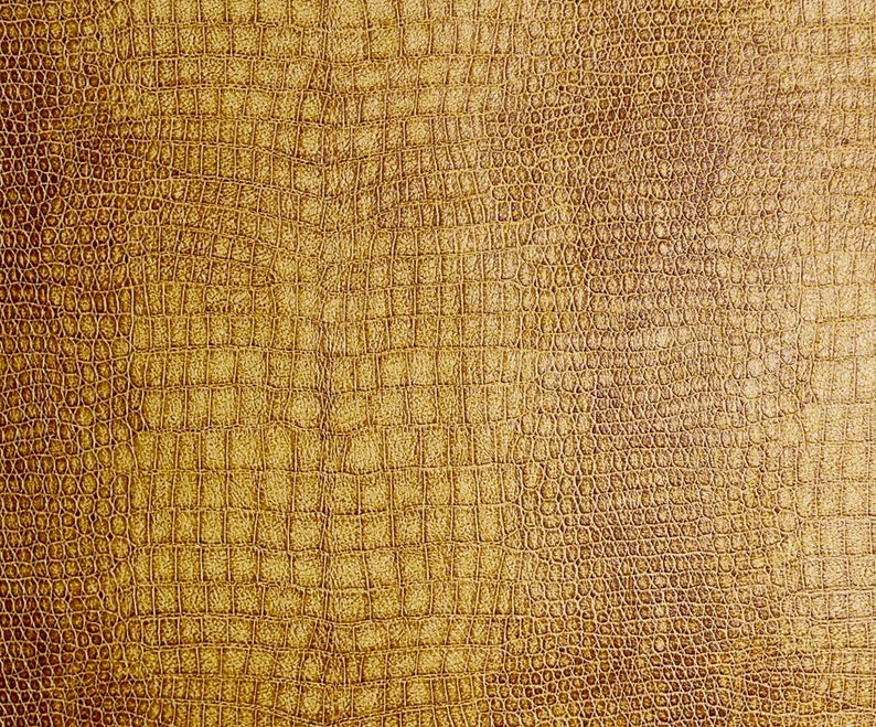 Alligator Caramel upholstery faux Leather soft Vinyl fabric per yard image 1