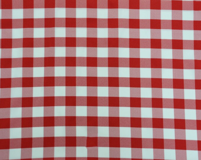Poly poplin checkers red 100% Polyester picnic fabric 60"wide sold by the yard