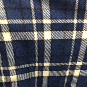 Plaid navy blue black Fleece Polar  By The Yard 60&quot; Wide