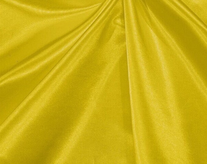 Yellow Heavy Shiny Bridal Satin Fabric for Wedding Dress, 60"  wide