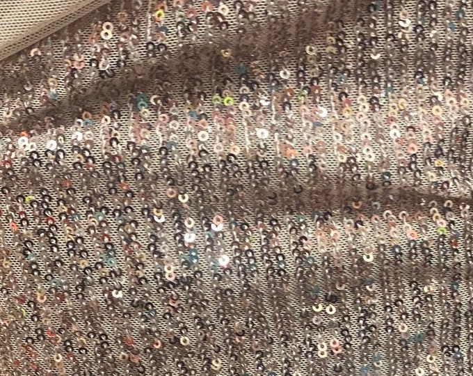 Rose gold Pleated Glitz Sequin Mesh Fabric By The Yard