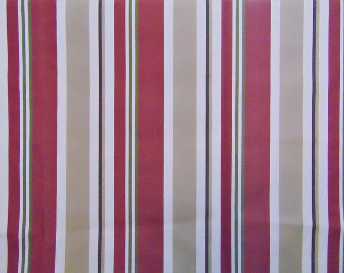 Outdoor Striped BURGUNDY Waterproof Canvas fabric 60" Wide Sold By Yard