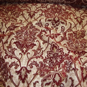 Crimson Damask Chenille Upholstery Drapery fabric by the yard 57&quot; Wide