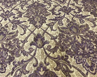Lavender Damask Chenille Upholstery Fabric – Elegant Decorative Fabric by the Yard for Drapery, Pillows, Furniture, Crafts