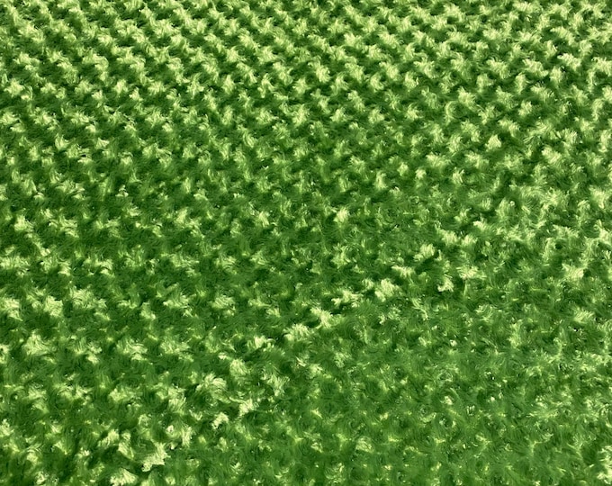 Green Minky Rosebud soft fabric BY THE YARD 60" Wide