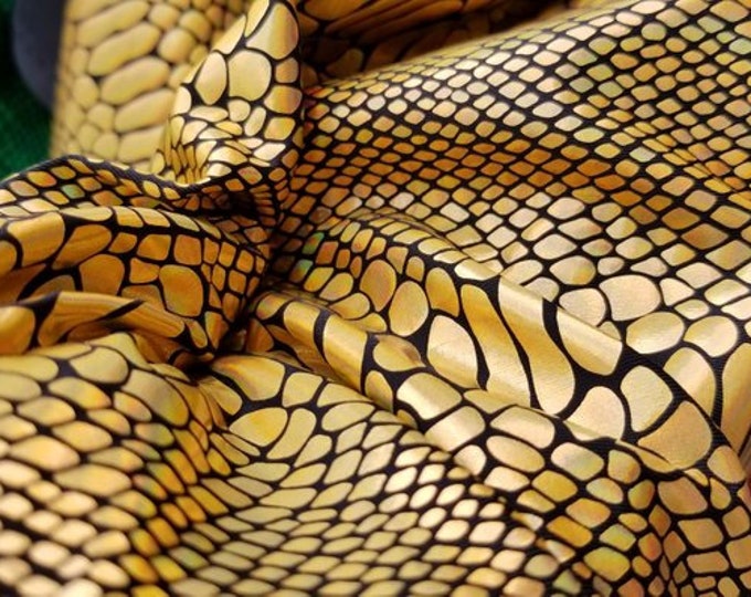 Gold Giant Snake Scales Hologram Nylon Spandex Fabric dance swimsuits 4 way stretch 58" wide  Sportswear, Athletic