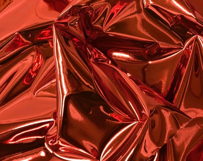 Red Chrome Mirror Glossy Vinyl Leatherettes Fabric for Shoes Bags Clothing Upholstery Sewing