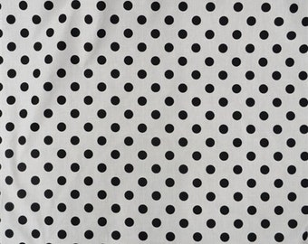 Polka dot Polycotton Fabric Black/White-Sold by yard  58" wide
