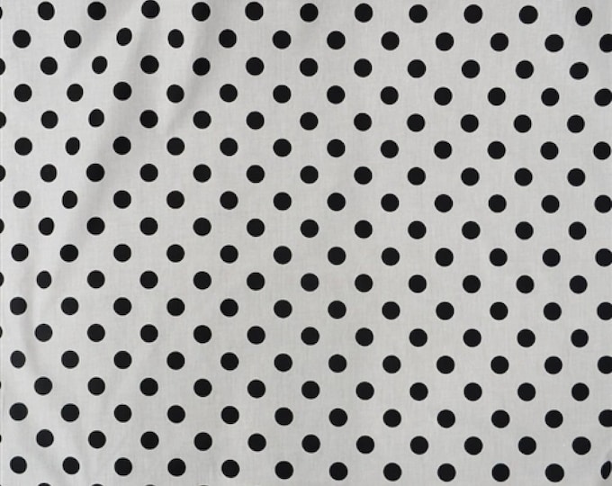 Polka dot Polycotton Fabric Black/White-Sold by yard  58" wide